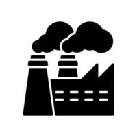 Fabrikindustriegebäude mit Rauchglyphenpiktogramm. Kraftwerk Strom Energie Silhouette Symbol. zeichen der nuklearen verschmutzung der industrieproduktion. Kraftwerk. isolierte Vektorillustration. vektor