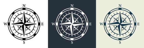 abenteuer richtungspfeil nach norden südwesten osten orientierung navigator modernes zeichen. Kompass-Karten-Silhouette-Icon-Set. Piktogramm für die Retro-Ausrüstung der Rosenwindnavigation. isolierte Vektorillustration. vektor