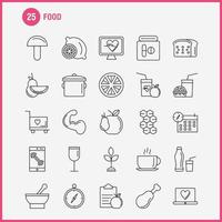 mat linje ikon för webb skriva ut och mobil uxui utrustning sådan som citron- mat frukt hälsa burger dryck snabb mat piktogram packa vektor