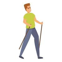 Nordic-Walking-Ikone, Cartoon-Stil vektor