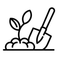 Handgartenschaufel-Symbol, Umrissstil vektor