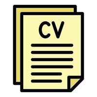 CV dokumentera ikon översikt vektor. Sök intervju vektor