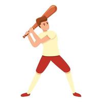 baseboll spelare redo fladdermus ikon, tecknad serie stil vektor