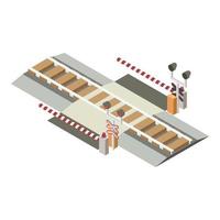 Symbol für Eisenbahnkreuzung, isometrischer Stil vektor