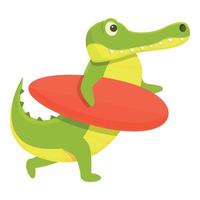 surfing krokodil ikon, tecknad serie stil vektor