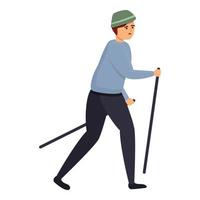 Junge müde Nordic-Walking-Ikone, Cartoon-Stil vektor