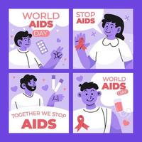 värld AIDS dag posta mall med lila Färg vektor