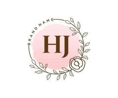 första hj feminin logotyp. användbar för natur, salong, spa, kosmetisk och skönhet logotyper. platt vektor logotyp design mall element.