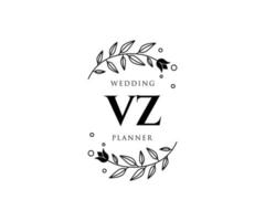 vz initialer brev bröllop monogram logotyper samling, hand dragen modern minimalistisk och blommig mallar för inbjudan kort, spara de datum, elegant identitet för restaurang, boutique, Kafé i vektor