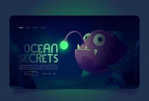 Ocean Secrets Banner mit Seeteufel auf der Unterseite vektor