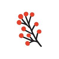 Vektorgekritzel nördliche Pflanze mit roten Beeren. handgezeichnete weihnachtswinterpflanze mit beeren vektor