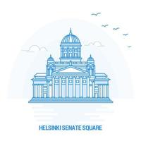 helsinki senate quadrat blau wahrzeichen kreativer hintergrund und plakatvorlage vektor