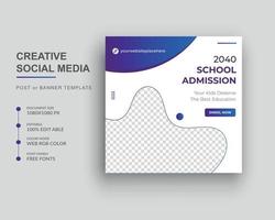 zurück zur schulzulassung social-media-post oder quadratische web-banner-design-vorlage vektor