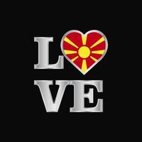 liebe typografie mazedonien flaggendesign vektor schöne beschriftung