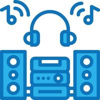 Musik-Stereo-Kopfhörer-Song-Unterhaltung - blaues Symbol vektor