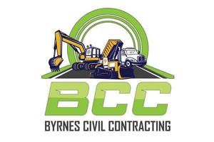 bcc konstruktion kran och bulldozer logotyp mall vektor