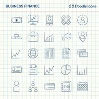 företag finansiera 25 klotter ikoner hand dragen företag ikon uppsättning vektor