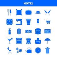 Hotel solides Glyphen-Symbol für Webdruck und mobiles Uxui-Kit wie Uhroptimierung Zeit Zeitoptimierung Gewicht Maschinenskala Piktogramm-Packvektor vektor