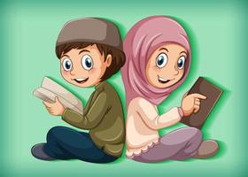 muslimische Studenten, die das Buch lesen vektor