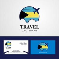 resa Bahamas flagga logotyp och besöker kort design vektor