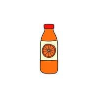 Doodle farbiger Orangensaft in der Flasche. vektor