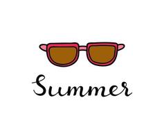 Schriftzug Sommer mit Doodle-Sonnenbrille. vektor