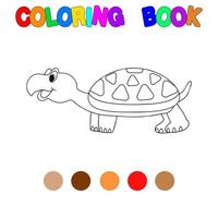 färg bok med en sköldpadda.färgning sida för barn.pedagogiska spel för förskola barn. arbetsblad. vektor