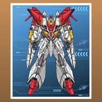 Premium-Vektor Gunpla Gundam Mecha-Roboter, gebaut von Kopf-Arm-Körper-Bein-Waffe-Illustration vektor