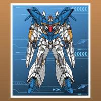 mecha roboter maschine gebaut von kopf arm körper bein waffe gundam illustration premium vektor