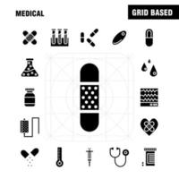 medicinsk fast glyf ikon packa för designers och utvecklare ikoner av hälsa sjukvård medicinsk bandage upplösning bruten hjärta medicinsk vektor