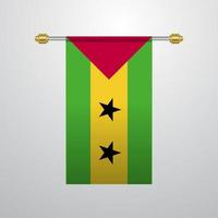 Sao Tome und Principe hängende Flagge vektor