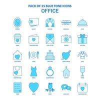 Büro-Blauton-Icon-Pack 25 Icon-Sets vektor