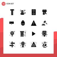 användare gränssnitt packa av 16 grundläggande fast glyfer av vår påsk måla fordon jordbrukare redigerbar vektor design element
