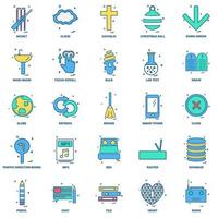 25 Business Concept Mix Flat Color Icon Set vektor