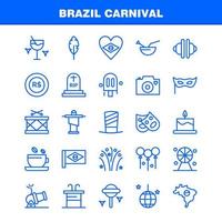 Brasilien karneval linje ikon packa för designers och utvecklare ikoner av te kopp kaffe läsplatta valuta mynt pengar kanon vektor