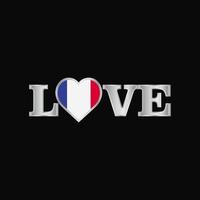 kärlek typografi med Frankrike flagga design vektor
