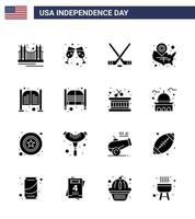 16 kreative usa-symbole moderne unabhängigkeitszeichen und 4. juli symbole des standorts pin usa weinglas gibt amerikanische editierbare usa-tag-vektordesignelemente an vektor