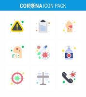 9 Flachfarben-Coronavirus-Epidemie-Icon-Pack saugen als Halsmann schmutziger Gesundheitsvirus virales Coronavirus 2019nov-Krankheitsvektor-Designelemente vektor