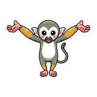 niedlicher kleiner Eichhörnchen-Affen-Cartoon, der die Hände anhebt vektor