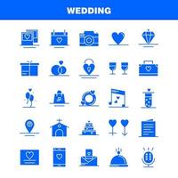 Feste Glyphensymbole für Hochzeiten, die für Infografiken festgelegt wurden, mobiles Uxui-Kit und Druckdesign, einschließlich Tasche, Handtasche, Liebe, Handy, Zelle, Liebe, Mikrofon, Symbolsatz, Vektor