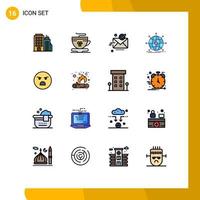 satz von 16 modernen ui-symbolen symbole zeichen für web international email globale gut editierbare kreative vektordesignelemente vektor