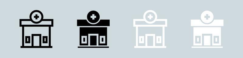 Krankenhaus-Symbol in Schwarz und Weiß. Klinik Zeichen Vektor-Illustration. vektor