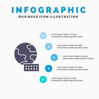 Weltkugel Marketing solide Symbol Infografiken 5 Schritte Präsentationshintergrund vektor