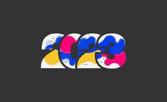 Logo 2023 frohes neues Jahr mit abstrakten flüssigen Formen entwerfen moderne grafische Elemente, Vektorillustrationsschablone vektor