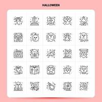 Umriss 25 Halloween Icon Set Vektor Linienstil Design schwarze Icons Set lineare Piktogramm Pack Web und mobile Geschäftsideen Design Vektor Illustration