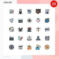 Gruppe von 25 gefüllten Linien flache Farben Zeichen und Symbole für Pfeiloptionen Ressourcen Office-Dokument editierbare Vektordesign-Elemente vektor
