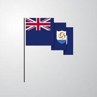 anguilla wehende flagge kreativer hintergrund vektor