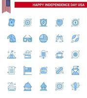 uppsättning av 25 USA dag ikoner amerikan symboler oberoende dag tecken för solglasögon Örn skydda fågel tecken redigerbar USA dag vektor design element