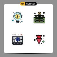 uppsättning av 4 modern ui ikoner symboler tecken för Glödlampa e-post pengar finansiera pil redigerbar vektor design element