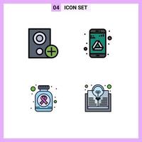 Satz von 4 modernen ui-Symbolen Symbole Zeichen für Computer Flasche Hardware Laufwerk Pillen editierbare Vektordesign-Elemente vektor
